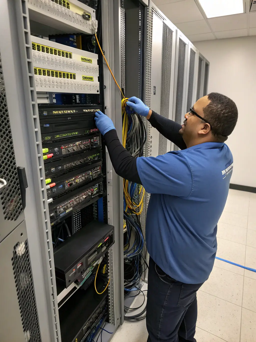 A network engineer monitoring network performance on a screen, highlighting the proactive network support services offered.